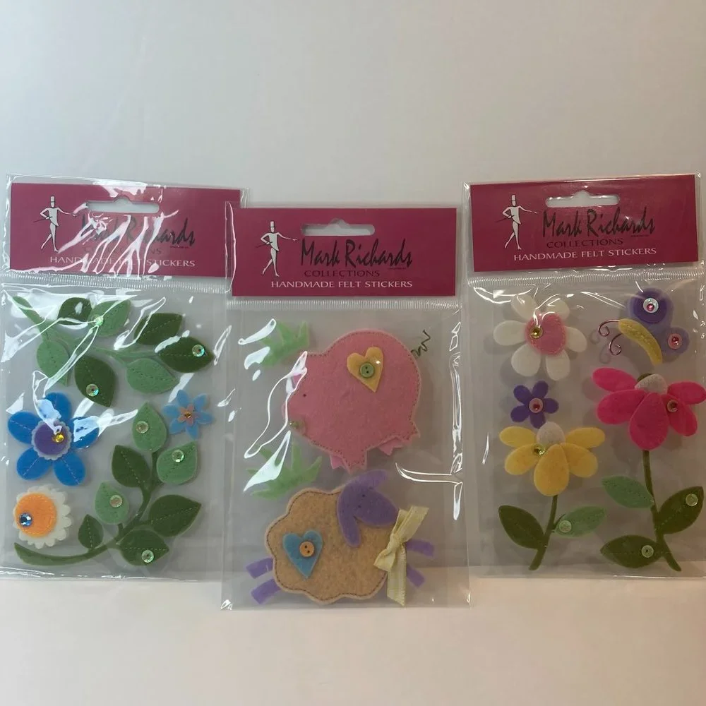 Scrapbook Embellishments Felt Stickers Flowers Pig Sheep Paper Crafts